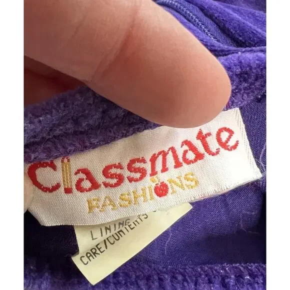 Vintage Classmate Fashions Velvet Purple Dress Ruffles Retro Kids Size 6